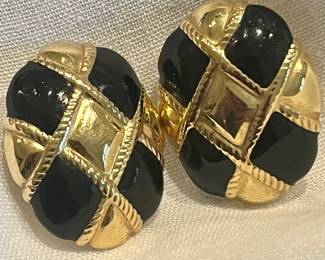 Huge harlequin shield earrings in gold 