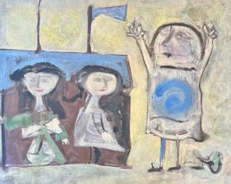 Leon Wall is known for Abstract figurative. Born in Pittston, PA in 1916. He moved to New York City in 1933. From 1939 to 1940, he was a member of the research staff at the Metropolitan Museum of Art in New York, concentrating on Persian Art and also lectured on art at the New York 1939 World's Fair