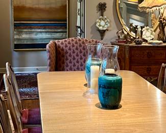 Amazing blonde double pedestal dining table