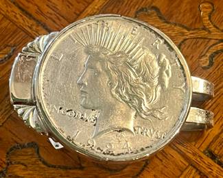 1924 coin in sterling money clip