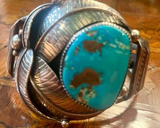 Antique Royston turquoise Sterling Navajo cuff