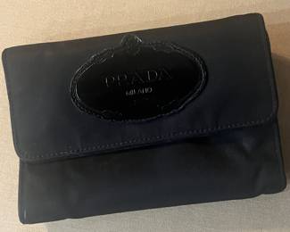 2009 large nylon PRADA envelope with leather patch logo