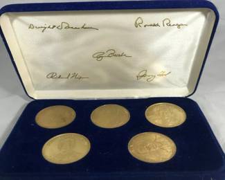 5 Presidential Large Collector Coins. New in Box…