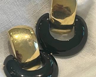 Massive onyx and gold earrings