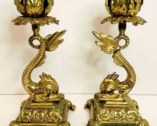 Antique French bronze candlesticks 