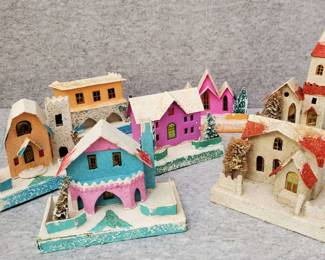 Artisan Glitter Cardboard Putz Houses