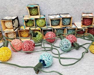 Vintage Multi Colored Iced Ball Christmas Lights and Bulbs