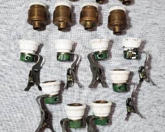Vintage Metal Christmas Light Lamp Sockets