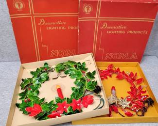 2 Vintage Noma Light Up Candle Wreaths