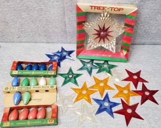 Vintage Star Reflectors C9 Bulbs and a Tree Topper Star