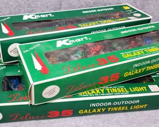 4 Boxes of Vintage Kmart Galaxy Twinkle Tinsel Christmas Lights