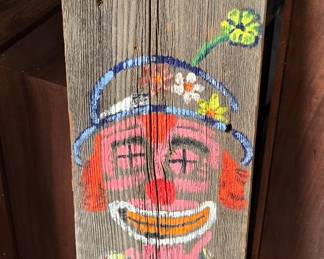 Clown painting on wood