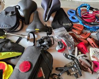 Bike seats, lights, pedals