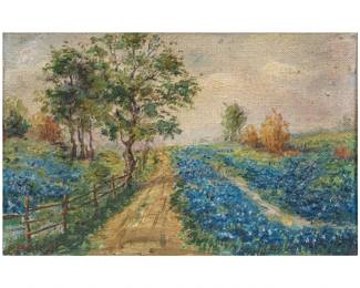 Eloise Polk McGill, Bluebonnet Path, oil on masonite