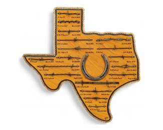 Early Texas barbed wire wall display