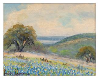 Pedro Lazcano, Texas Bluebonnets, oil on canvas
