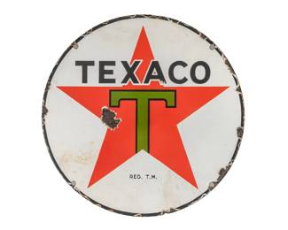 1940s Texaco Gas Station enameled metal Sign