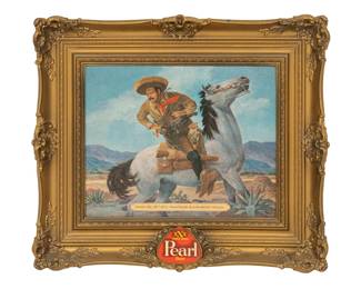 Framed Pearl Brewery Pancho Villa Advertisement