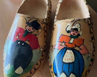 Dutch wooden shoe set, made in Holland.