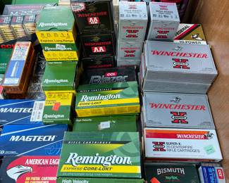 Huge selection of ammo, including some vintage/collectible. Brands include Remington, Hornady, Western, Weatherby, Winchester, Federal, and many others.