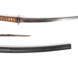 Lot 64 Japanese Wakizashi Short Sword, w Kozuka Scabbard