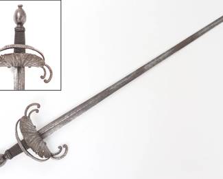 Lot 14 Spanish Steel Crab Claw Sword, 17th Century