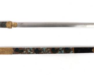 Lot 59 Chinese Straight Sword w MOP Lacquer