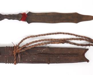 Lot 98 African Salampasu 5Point Sword w Scabbard