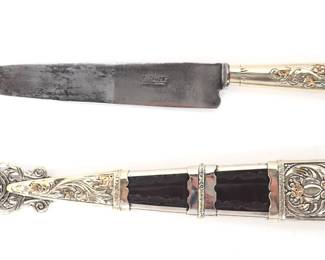 Lot 30 Massive Presentation Silver Gold Gaucho Knife w Sheath