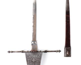 Lot 24 Spanish Etched Main Gauche Dagger, Toledo Late1800s