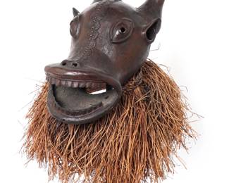 Lot 492 African Bronze Helmet Mask, ExThe World Museum