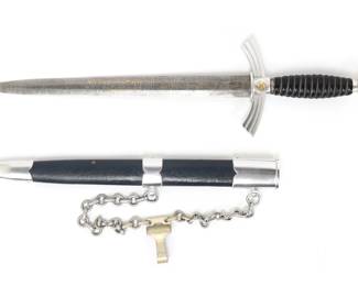 Lot 37 German WWII Luftwaffe First Model Officers Dress Dagger, Damascus Blade