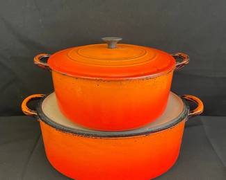 LE CREUSET Orange Enamel lidded dishes
