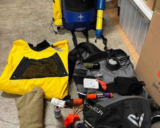 Kayaking Accessories Lot * Spray Skirt * Wet Suit * Compass * Dry Bag
