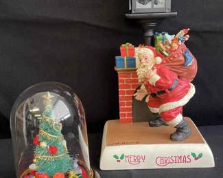 Joseph Holodook Santa Figurine * Christmas Tree Glass Dome Scene
