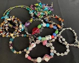 Various Glass Bead Bracelets * Loose Glass Beads
