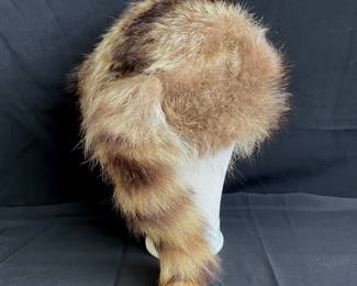 Vintage Coonskin Hat * Lined * Real Raccoon Fur
