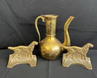 Cool Bronze? Or Brass Spaniel Bookends * Mexico Brass Pitcher
