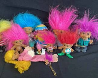 Collection of Troll Dolls Various Sizes
