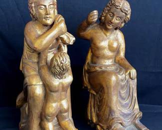 Vintage Gold Toned Composite Seated Figurines
