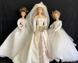 Ashton Drake Porcelain Brides Dolls with Stands * Sandra Bilotto * EG Greenwood
