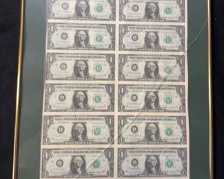Framed Special US Dollar Bills
