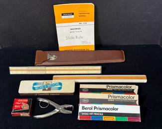Vintage Dietzgen Slide Rule * Keuffel & Esser Co Ruler * Koh-I-Noor Pencils * Steel Tape Rule
