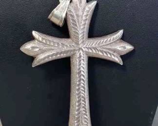 Large Heavy Sterling Silver Cross * 4.5" Long (5.5" With Bail) * 32.72g Weight
