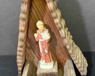Hand Made St Francis Creche * Made With Curly Redwood
