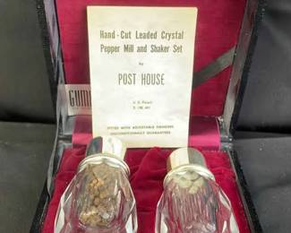 Post House Hand-cut Leaded Crystal Pepper Mill * Salt Shaker
