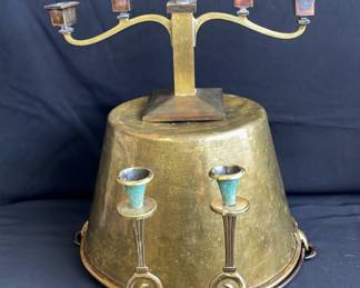 Brass Bucket * Candelabras
