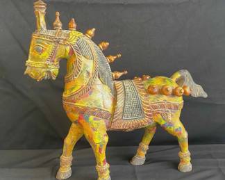 Vintage Painted Wooden Horse Figurine * Likely Indonesian
