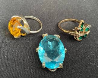 Large Faceted Glass Cocktail Rings * Loose Piece * See Description
