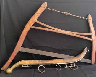 Antique Wooden Horse Harness Section * Primitive Wood Saw
